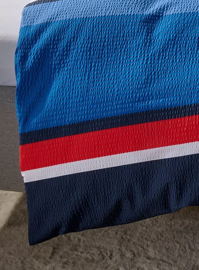 Traumschlaf Seersucker Bettwäsche Streifen blau